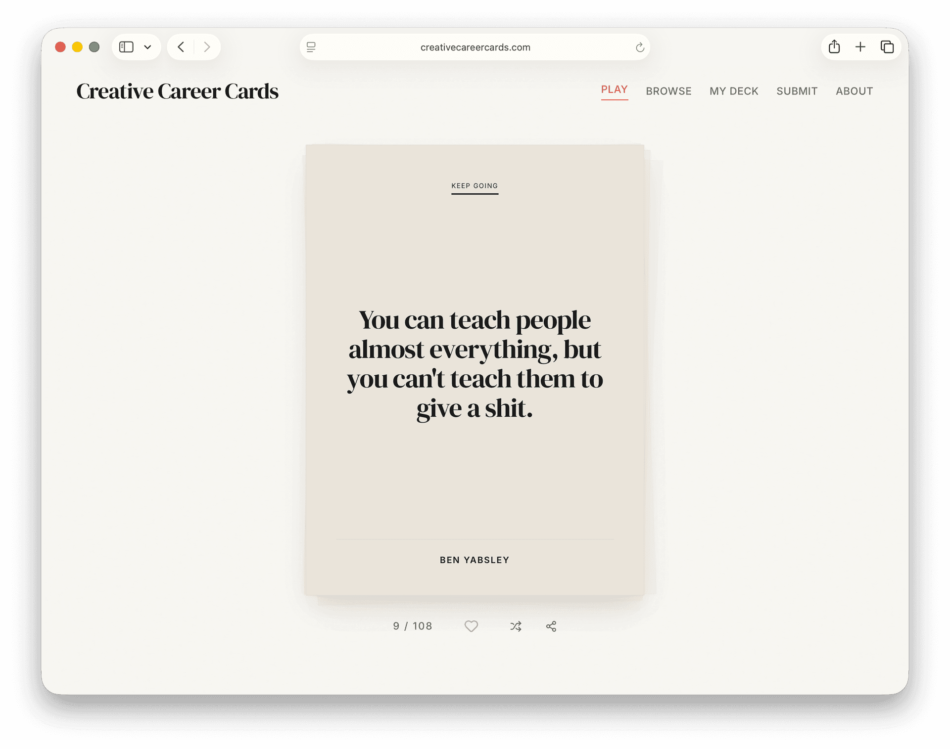 Creative Career Cards Interface