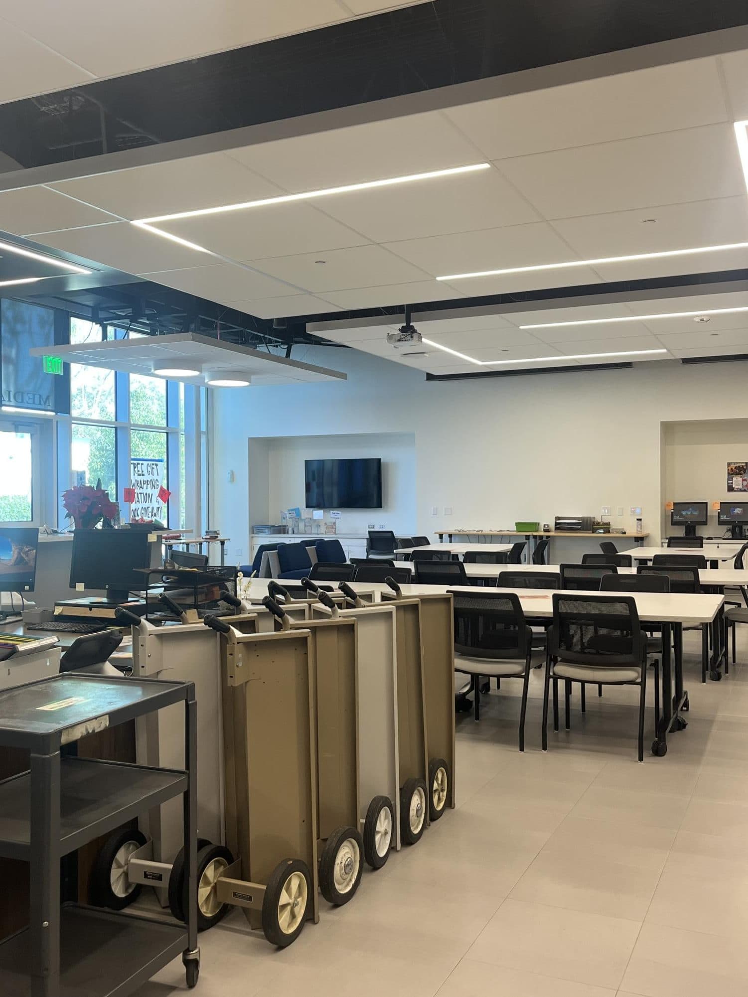 The view of the LAHS media center